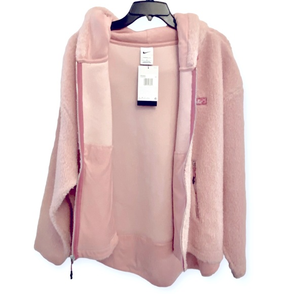 Nike Therma-Fit Faux Fur Full Zip Light Pink Hoodie Jacket 1X - Picture 2 of 7